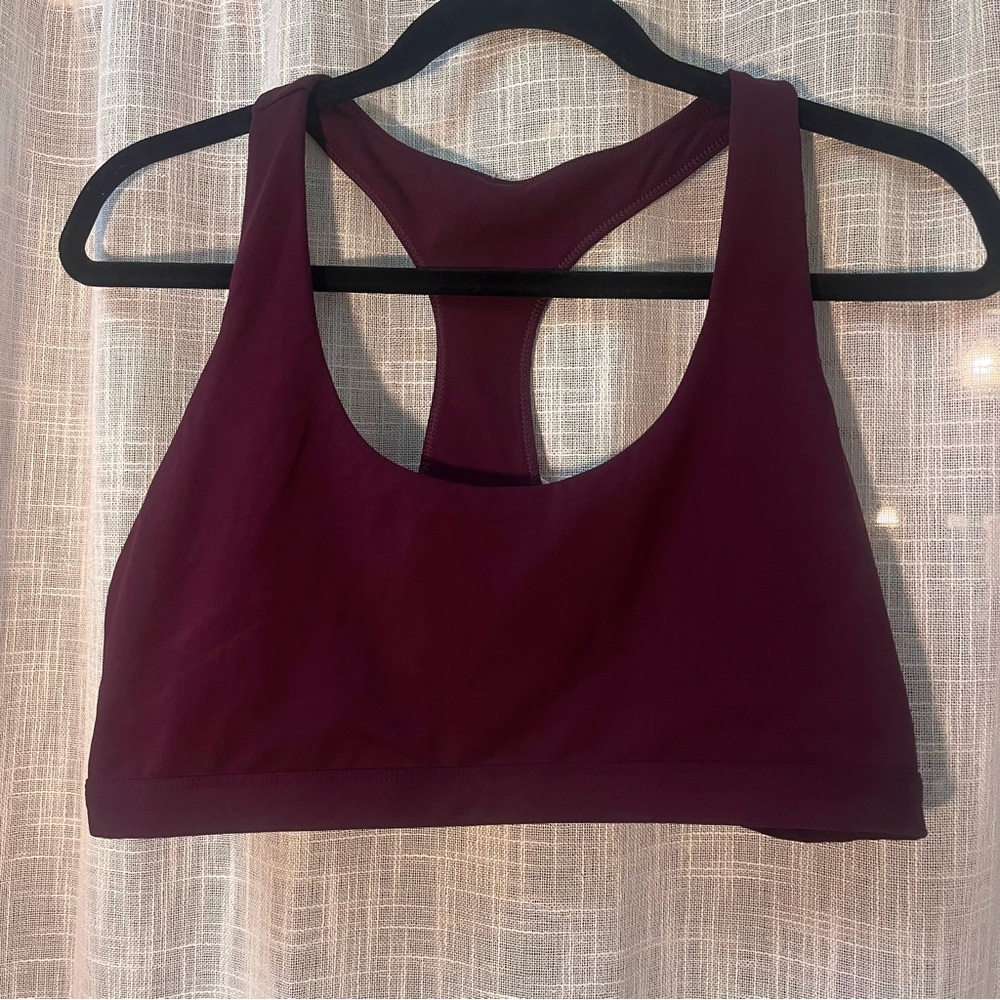 Burgundy Fabletics Sports Bra Size Large Cross Back